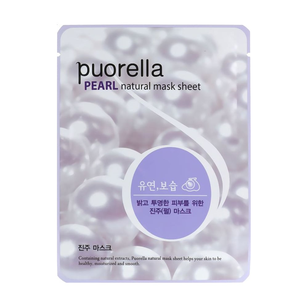 Тканинна маска для обличчя Puorella Pearl Natural Mask Sheet з перлами, 21 г